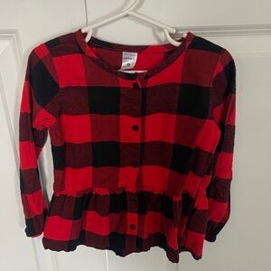 Carter's Kids Red and Black Checkered Button Down Shirt